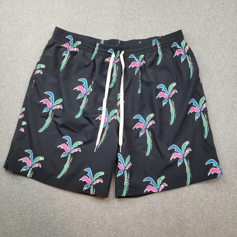 Chubbies Swim Trunks Mens XXL Black Neon Palm Tree Print 7" Inseam Board Shorts